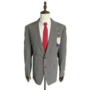 Tayion Suit Jacket Men's 44L Acontour Lined Stretch Fabric Grey Stripe NEW